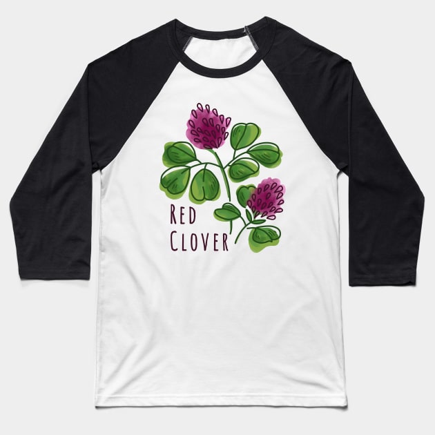 Red Clover Baseball T-Shirt by Slightly Unhinged